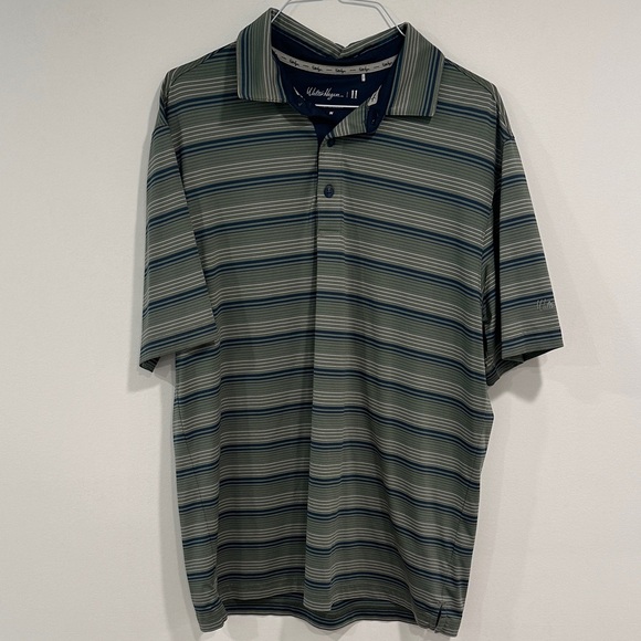 Walter Hagen Green and Blue Striped Polo Shirt - Picture 1 of 3